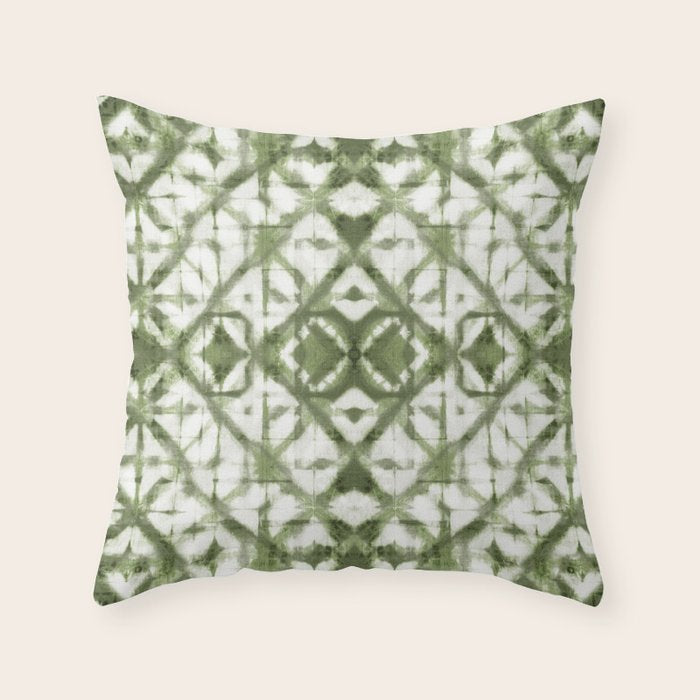 Shibori olive diamond tie dye patetrn Throw Pillow Gallery Image 6