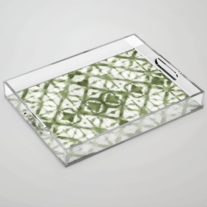 Shibori olive diamond tie dye patetrn Acrylic Tray Gallery Image 1