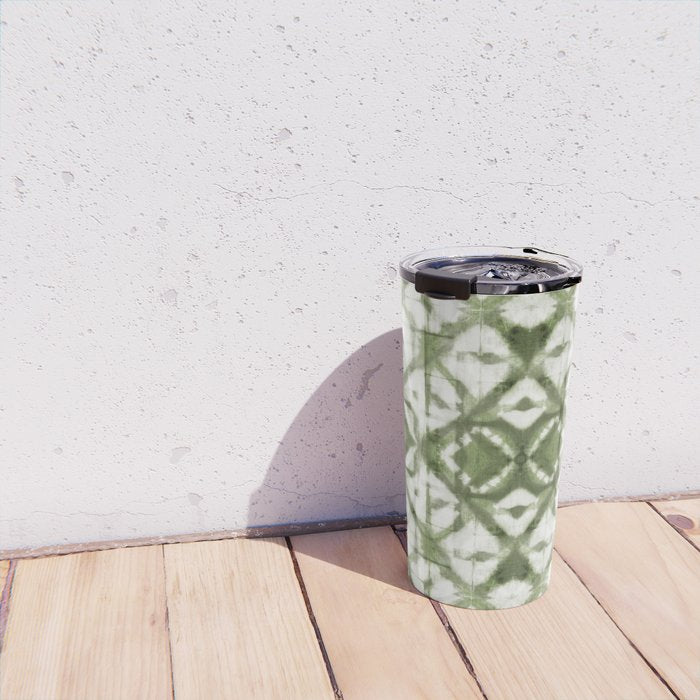 Shibori olive diamond tie dye patetrn Travel Mug Gallery Image 4