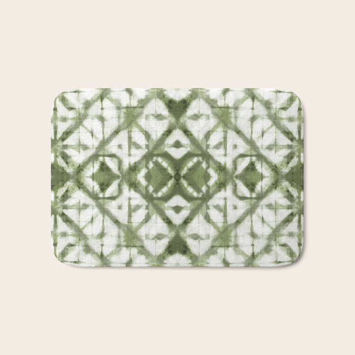 Shibori olive diamond tie dye patetrn Bath Mat Gallery Image 1
