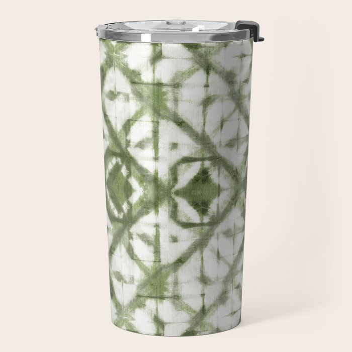 Shibori olive diamond tie dye patetrn Travel Mug Gallery Image 2
