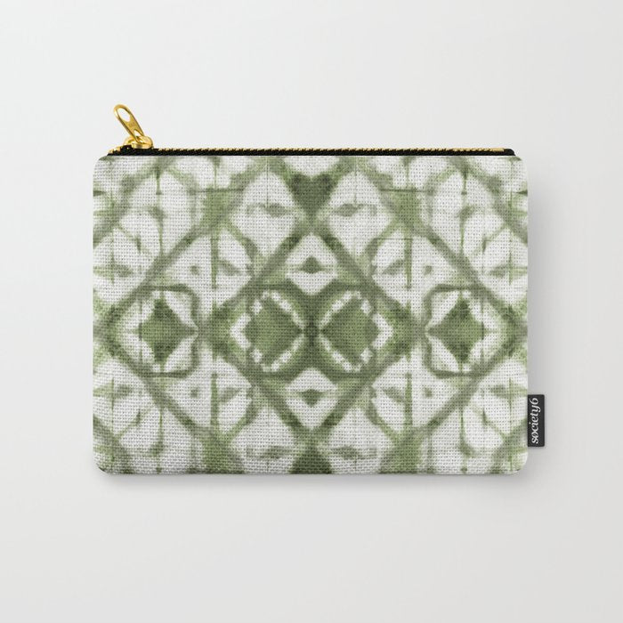 Shibori olive diamond tie dye patetrn Carry All Pouch Gallery Image 1