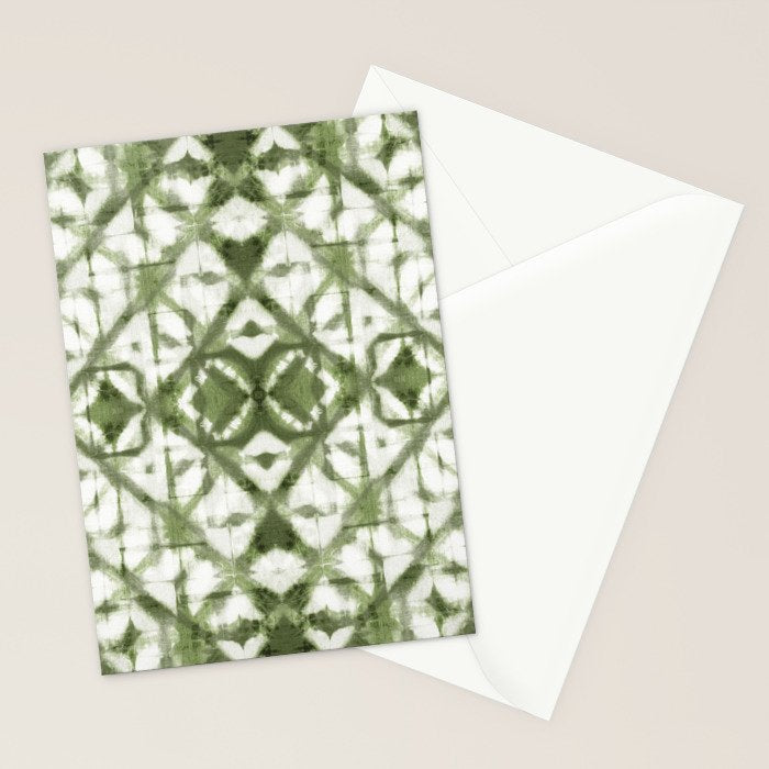 Shibori olive diamond tie dye patetrn Stationery Card Gallery Image 2
