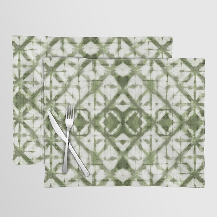Shibori olive diamond tie dye patetrn Placemat Gallery Image 1