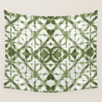 Shibori olive diamond tie dye patetrn Wall Tapestry Gallery Image 4