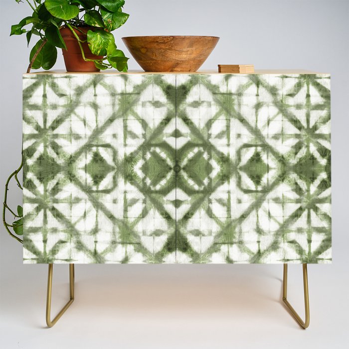 Shibori olive diamond tie dye patetrn Credenza Gallery Image 1