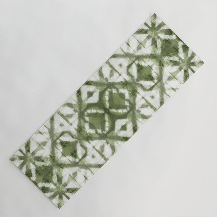 Shibori olive diamond tie dye patetrn Yoga Mat Gallery Image 1