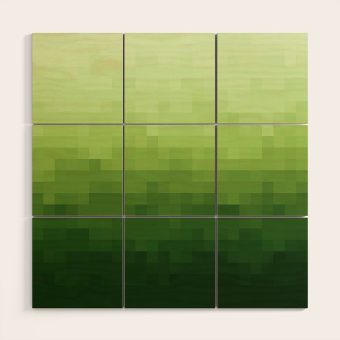 Gradient Pixel Green Wood Wall Art Gallery Image 1