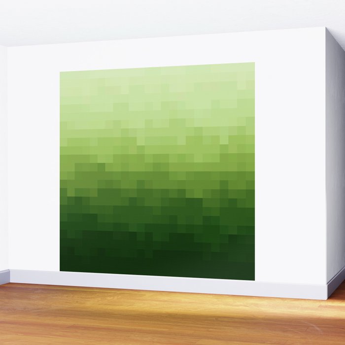 Gradient Pixel Green Wall Mural Gallery Image 2