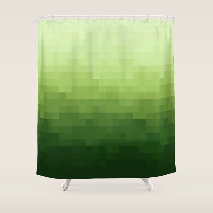 Gradient Pixel Green Shower Curtain Gallery Image 1