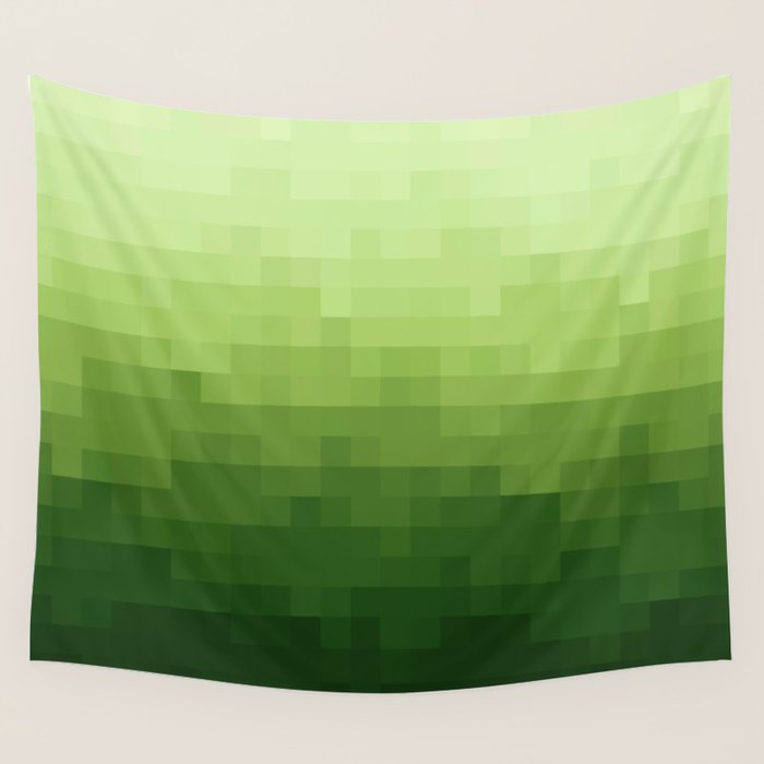 Gradient Pixel Green Wall Tapestry Gallery Image 1