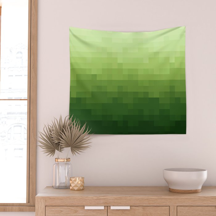Gradient Pixel Green Wall Tapestry Gallery Image 2