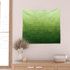 Gradient Pixel Green Wall Tapestry Gallery Image 2