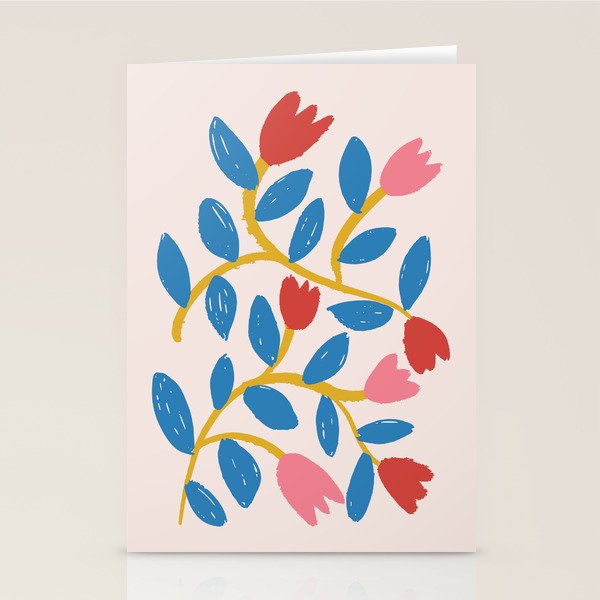 Simple Floral - Blue, Pink and Red Stationery Card Gallery Image 2