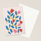 Simple Floral - Blue, Pink and Red Stationery Card Gallery Image 2
