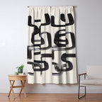 Mid Century Modern Minimalist Abstract Art Brush Strokes Black & White Ink Art Pipe Maze Window Curtain Gallery Image 5