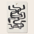 Mid Century Modern Minimalist Abstract Art Brush Strokes Black & White Ink Art Pipe Maze Cutting Board Gallery Image 1