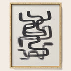 Mid Century Modern Minimalist Abstract Art Brush Strokes Black & White Ink Art Pipe Maze Serving Tray Gallery Image 1