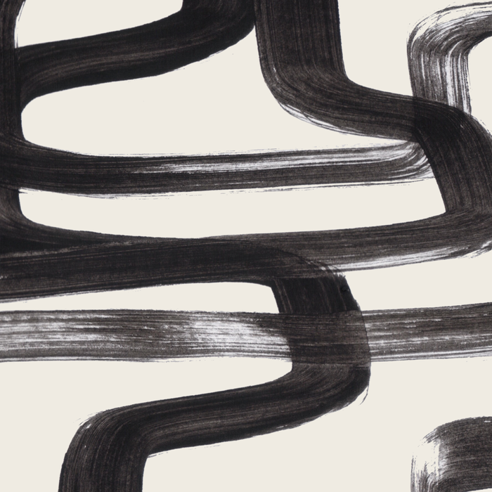 Mid Century Modern Minimalist Abstract Art Brush Strokes Black & White Ink Art Pipe Maze Coffee Mug Gallery Image 2