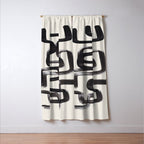 Mid Century Modern Minimalist Abstract Art Brush Strokes Black & White Ink Art Pipe Maze Window Curtain Gallery Image 3
