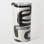 Mid Century Modern Minimalist Abstract Art Brush Strokes Black & White Ink Art Pipe Maze Travel Mug Gallery Image 3