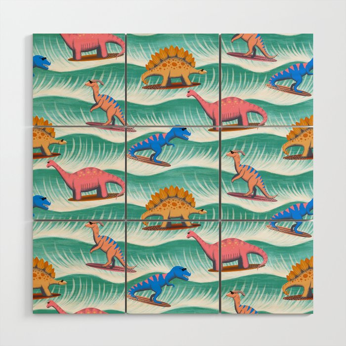 Surfosaurus - sea green  Wood Wall Art Gallery Image 1
