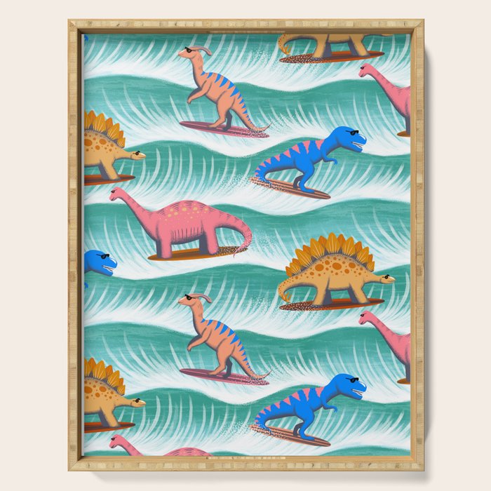 Surfosaurus - sea green  Serving Tray Gallery Image 1