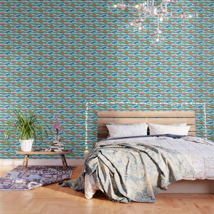 Surfosaurus - sea green  Wallpaper Gallery Image 3