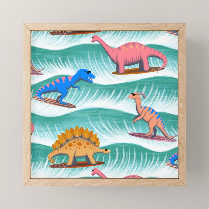Surfosaurus - sea green  Mini Art Print Gallery Image 1