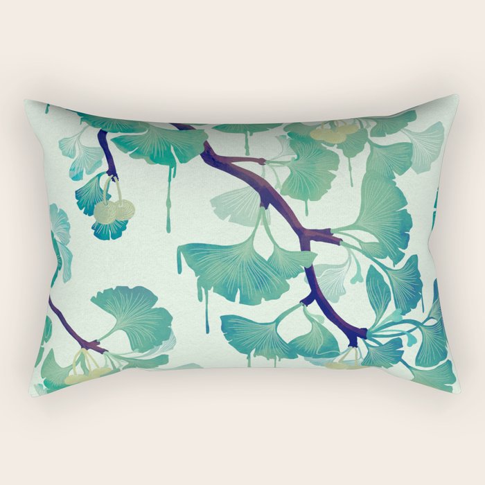 O Ginkgo (in Green) Rectangular Pillow Gallery Image 1