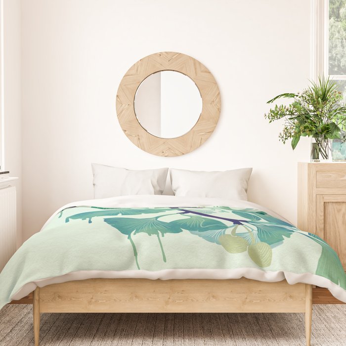 O Ginkgo (in Green) Duvet Cover Gallery Image 3