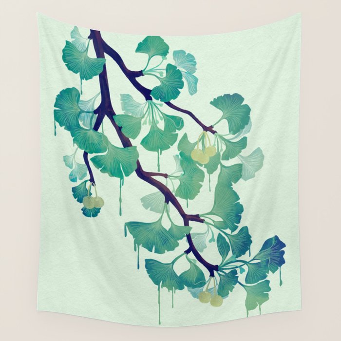 O Ginkgo (in Green) Wall Tapestry Gallery Image 1