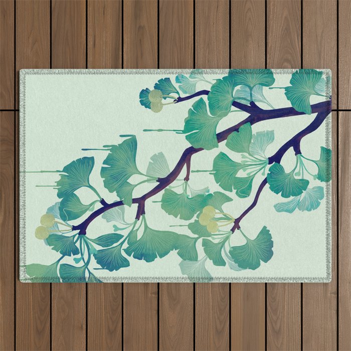 O Ginkgo (in Green) Outdoor Rug Gallery Image 1