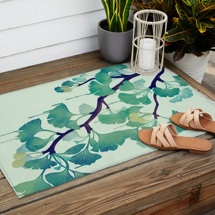 O Ginkgo (in Green) Outdoor Rug Gallery Image 2