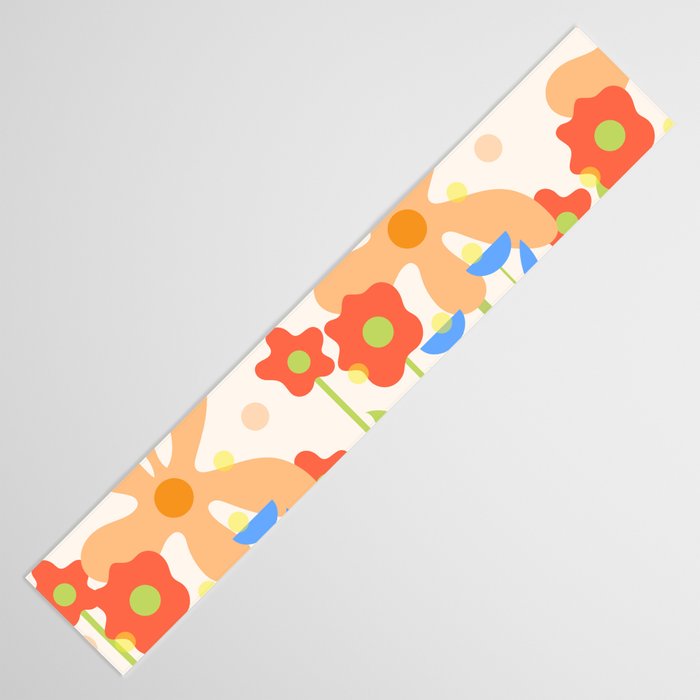 Abstract flowers composition in pink and blue Table Runner Gallery Image 3