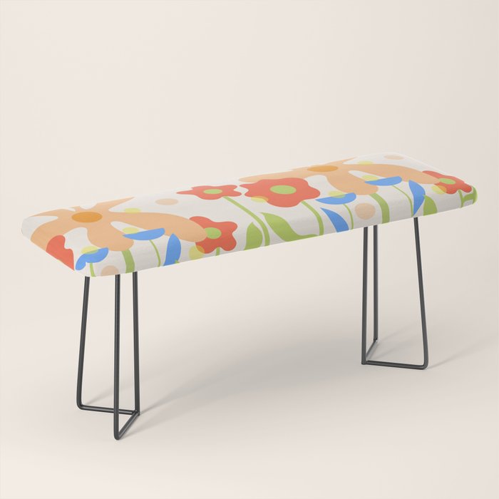 Abstract flowers composition in pink and blue Bench Gallery Image 1