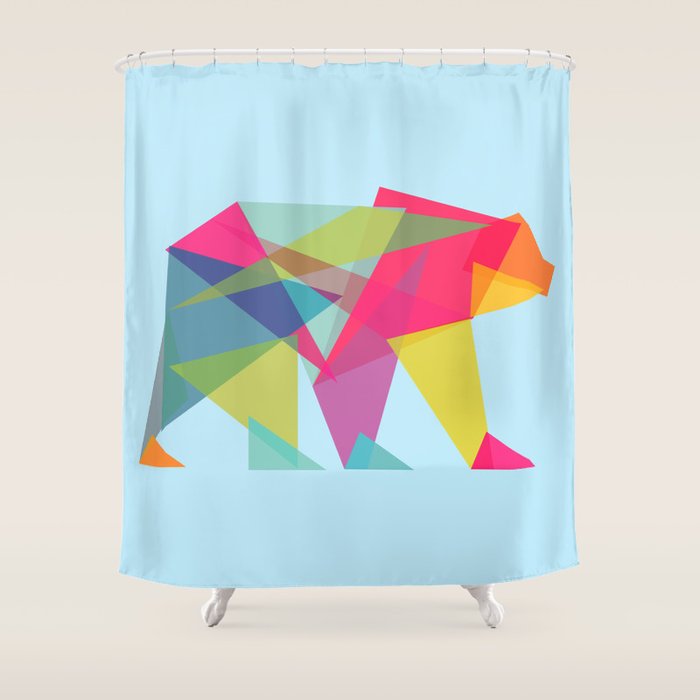 Fractal Bear - neon colorways Shower Curtain Gallery Image 1