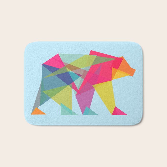 Fractal Bear - neon colorways Bath Mat Gallery Image 1