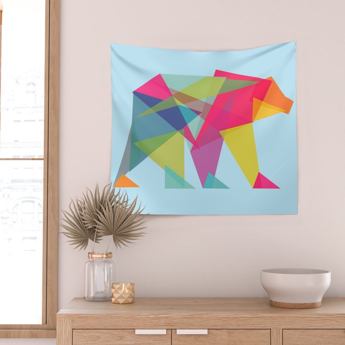 Fractal Bear - neon colorways Wall Tapestry Gallery Image 2