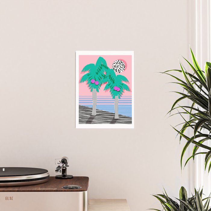 Most Definitely - palm tree throwback memphis style retro art print 80s 1980 neon  palm springs Poster Gallery Image 2
