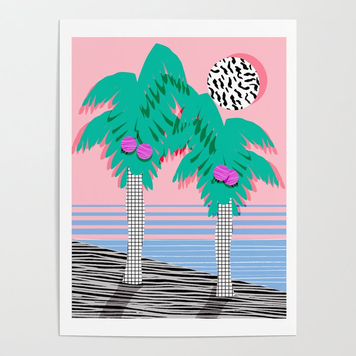 Most Definitely - palm tree throwback memphis style retro art print 80s 1980 neon  palm springs Poster Gallery Image 4