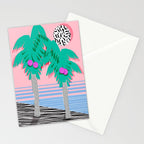 Most Definitely - palm tree throwback memphis style retro art print 80s 1980 neon  palm springs Stationery Card Gallery Image 2