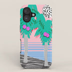 Most Definitely - palm tree throwback memphis style retro art print 80s 1980 neon  palm springs iPhone Case Gallery Image 1