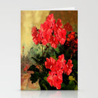 Decorative Red Geraniums  Floral Still Life Art Stationery Card Gallery Image 2