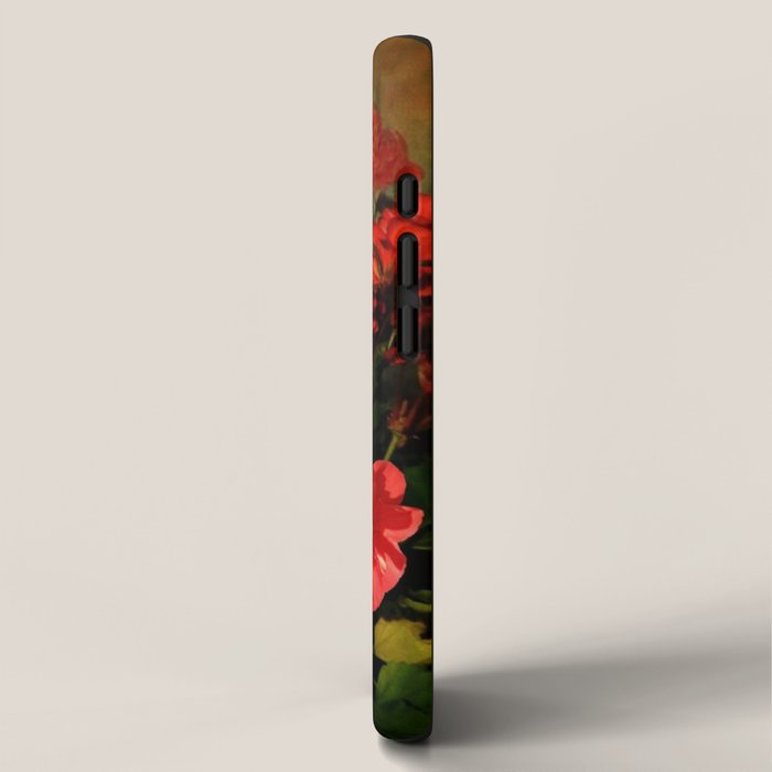 Decorative Red Geraniums  Floral Still Life Art iPhone Case Gallery Image 2