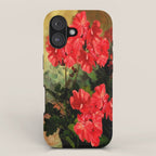 Decorative Red Geraniums  Floral Still Life Art iPhone Case Gallery Image 1