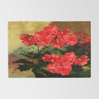 Decorative Red Geraniums  Floral Still Life Art Rug Gallery Image 2