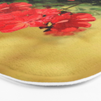 Decorative Red Geraniums  Floral Still Life Art Bath Mat Gallery Image 3