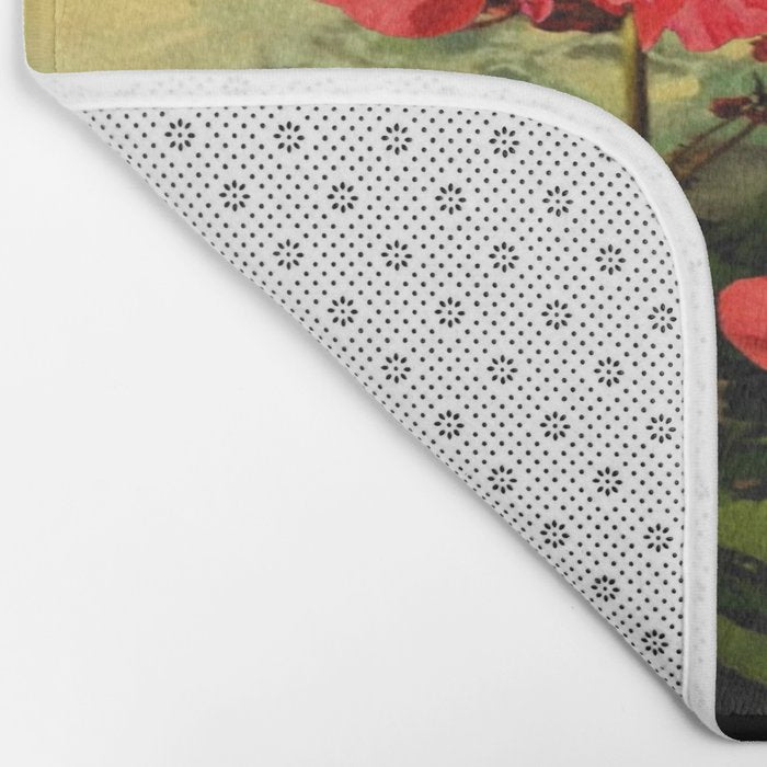 Decorative Red Geraniums  Floral Still Life Art Bath Mat Gallery Image 2