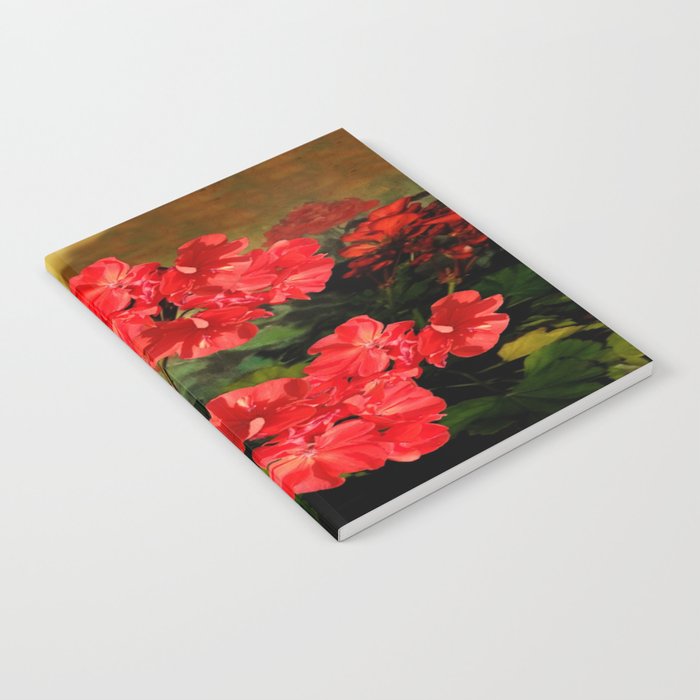 Decorative Red Geraniums  Floral Still Life Art Notebook Gallery Image 2